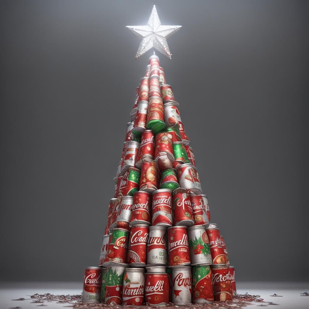 Christmas Tree Made of Soup Cans: 3D Game Art