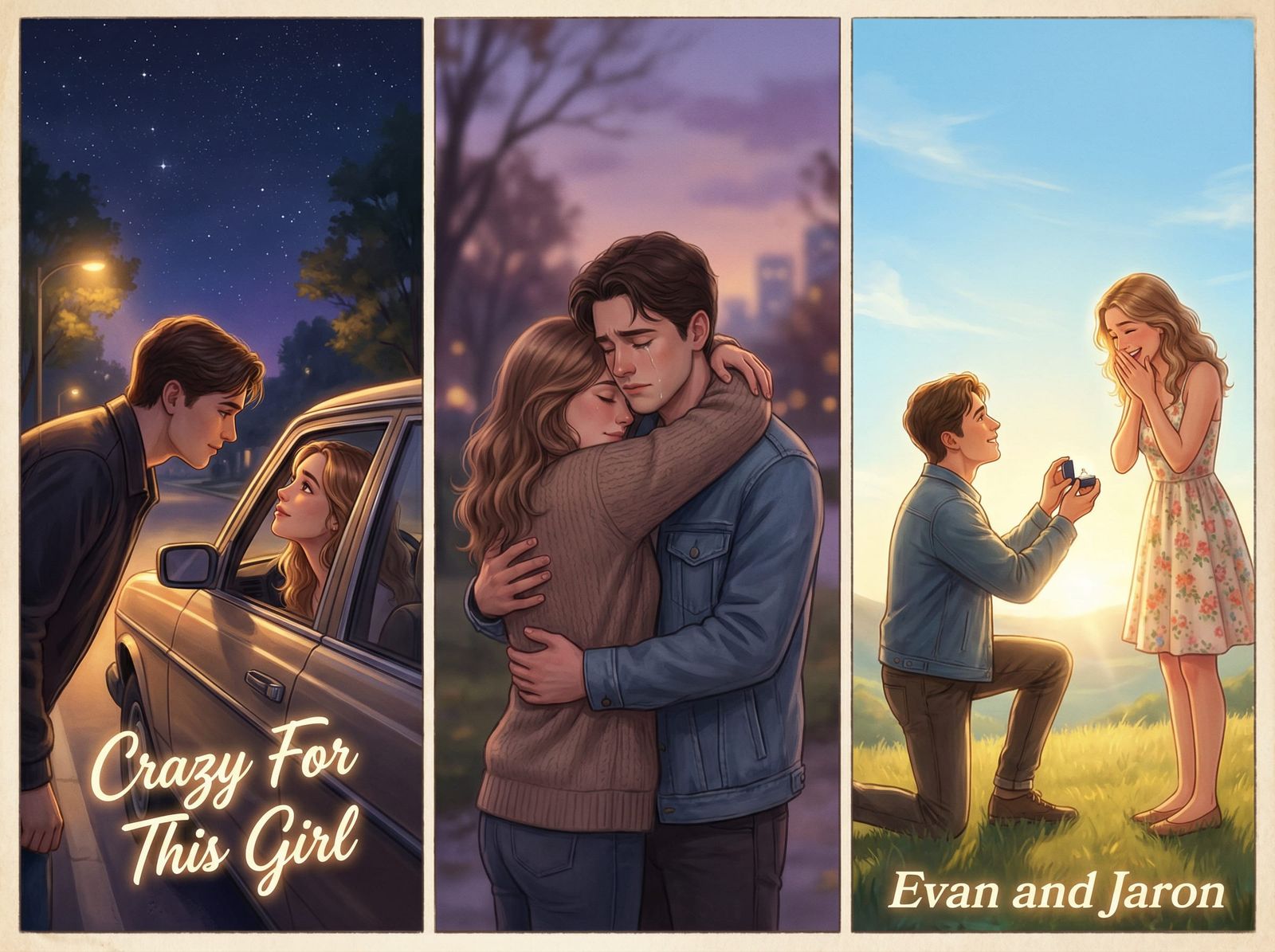 Romantic Triptych Inspired by "Crazy For This Girl" Song