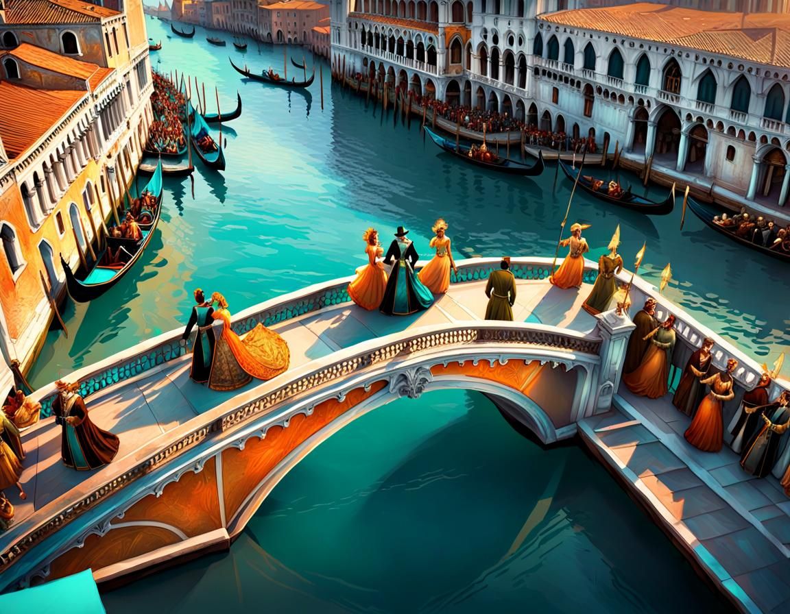 Venice Carnival: Il Ballo del Doge in Gouache Style