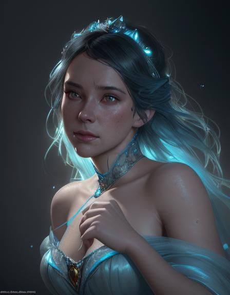 Cinderella Portrait with Glass Slipper in Art Nouveau Style