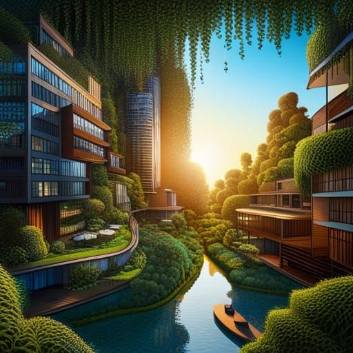 Urban Forest Home Office View: Sustainable City of the Futur...