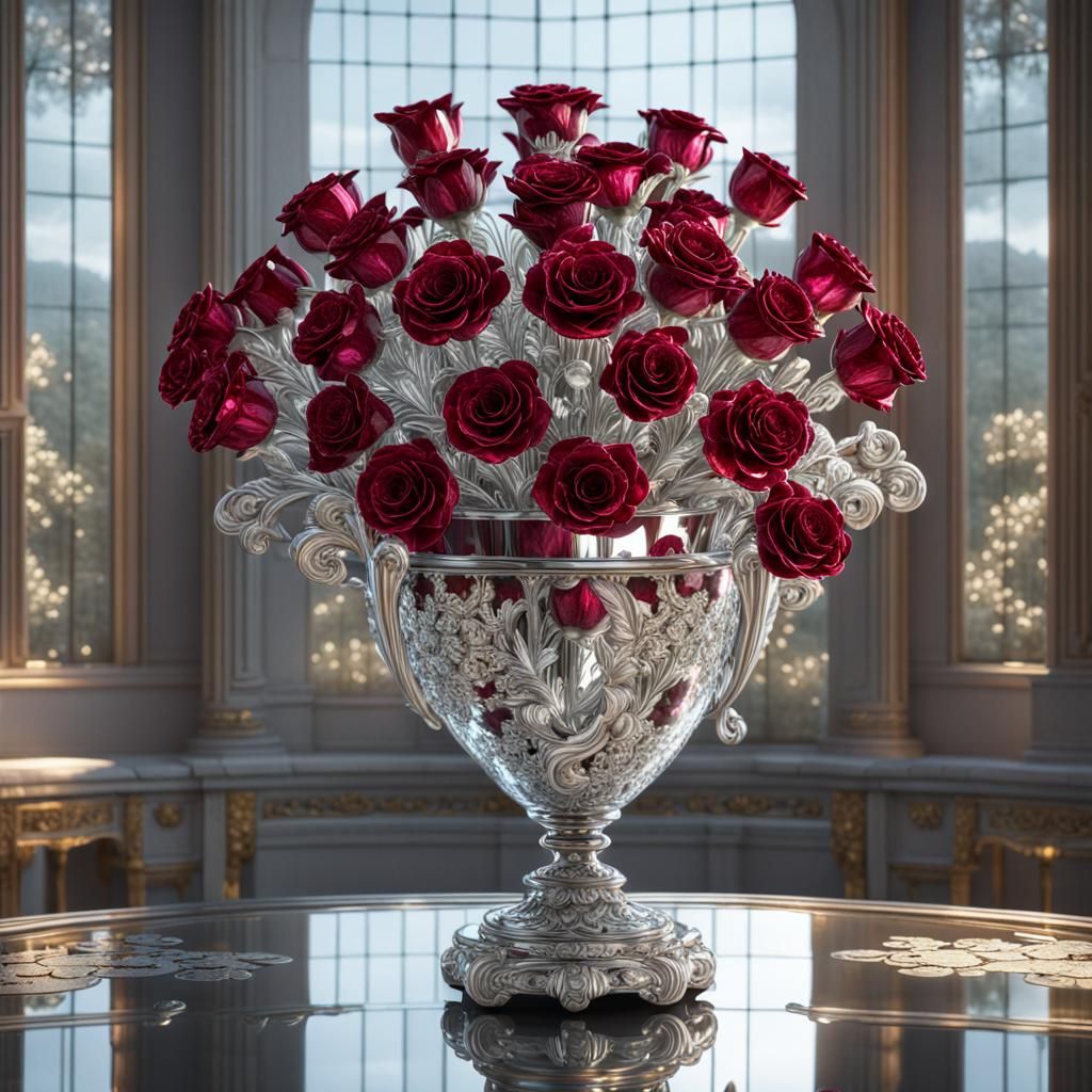 roses made of glass and rubies