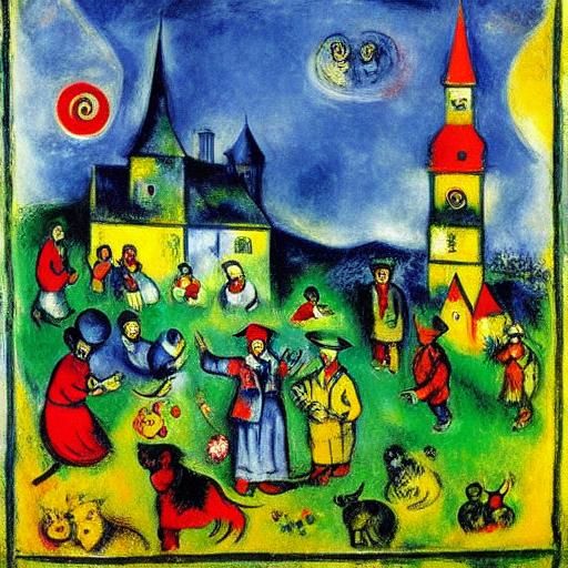 Mouse Wizard's Return to Rural School in Naive Style