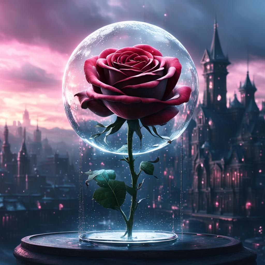 Ruby Glass Rose: Digital Matte Painting