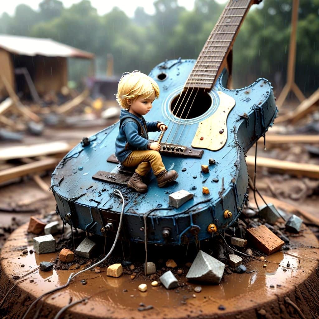 Children Build Musical World on Giant Guitar