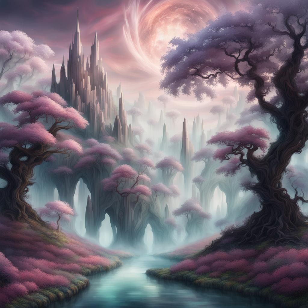 Ethereal Fantasy Landscape Generated by AI