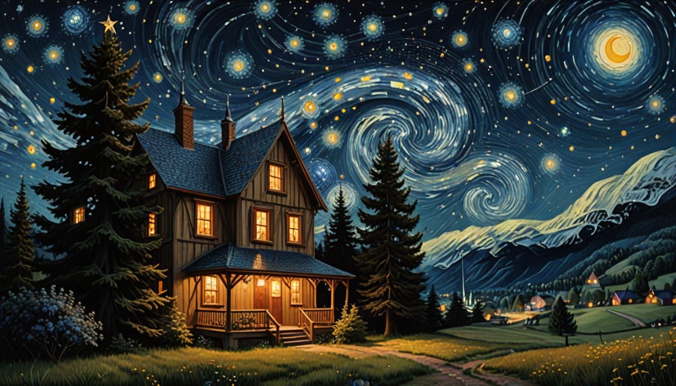 Hyperrealistic Starry Night Masterpiece in Stunning Detail