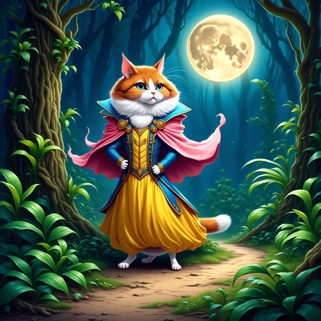 Majestic Cat in Jungle Dreamscape