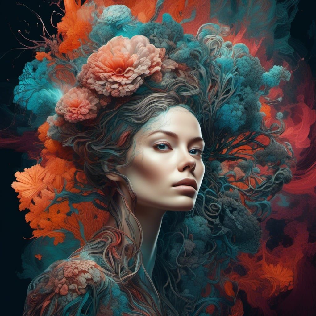 Beautiful Woman's Mind: Double Exposure Portrait