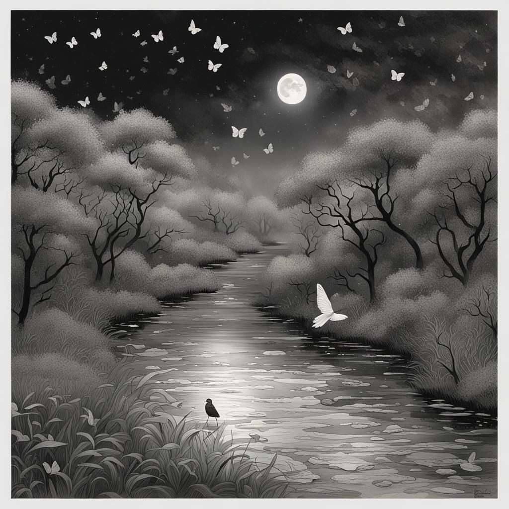 Lonely Dark Night: Detailed Matte Painting