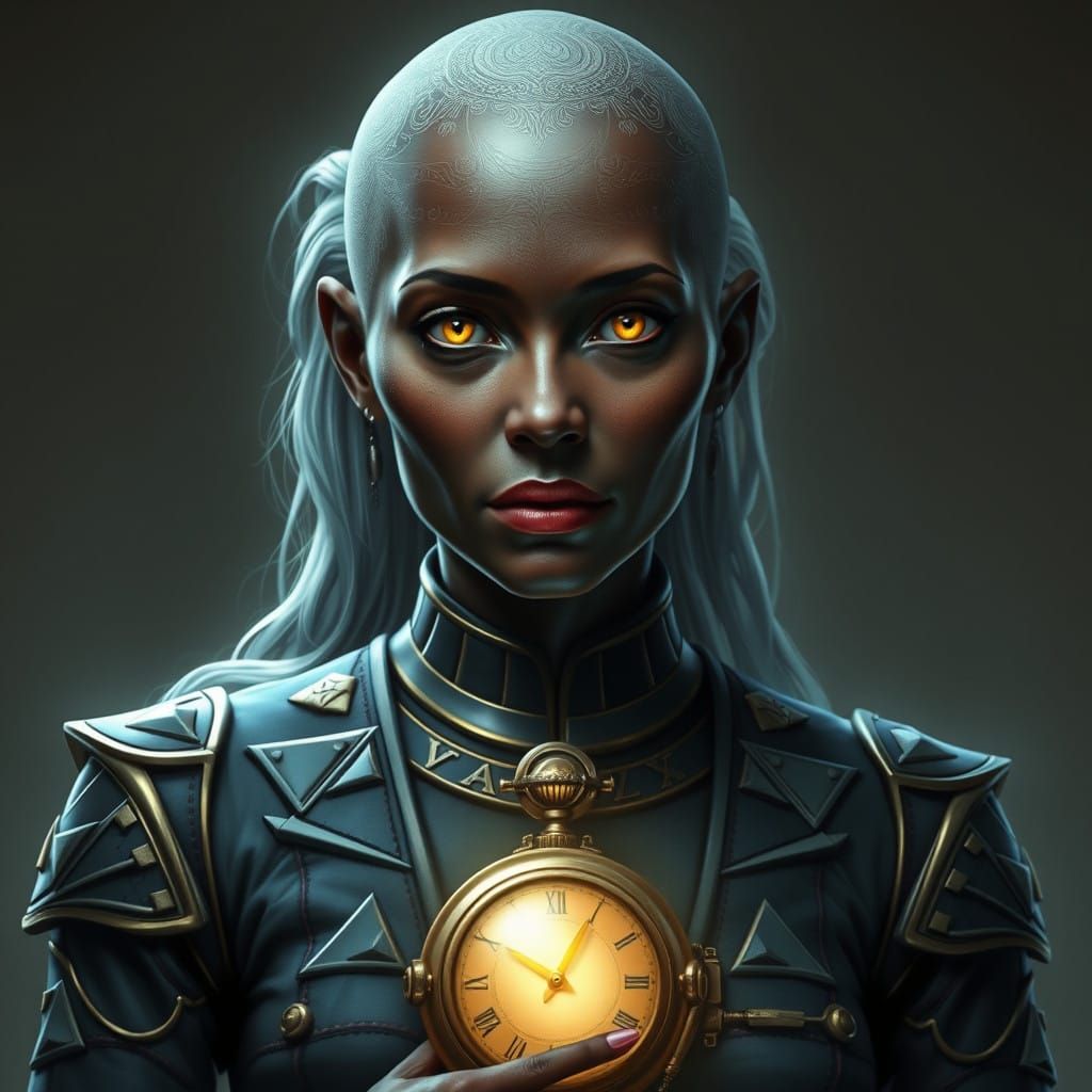 Cyberpunk Goddess of Time in Neon Aesthetic