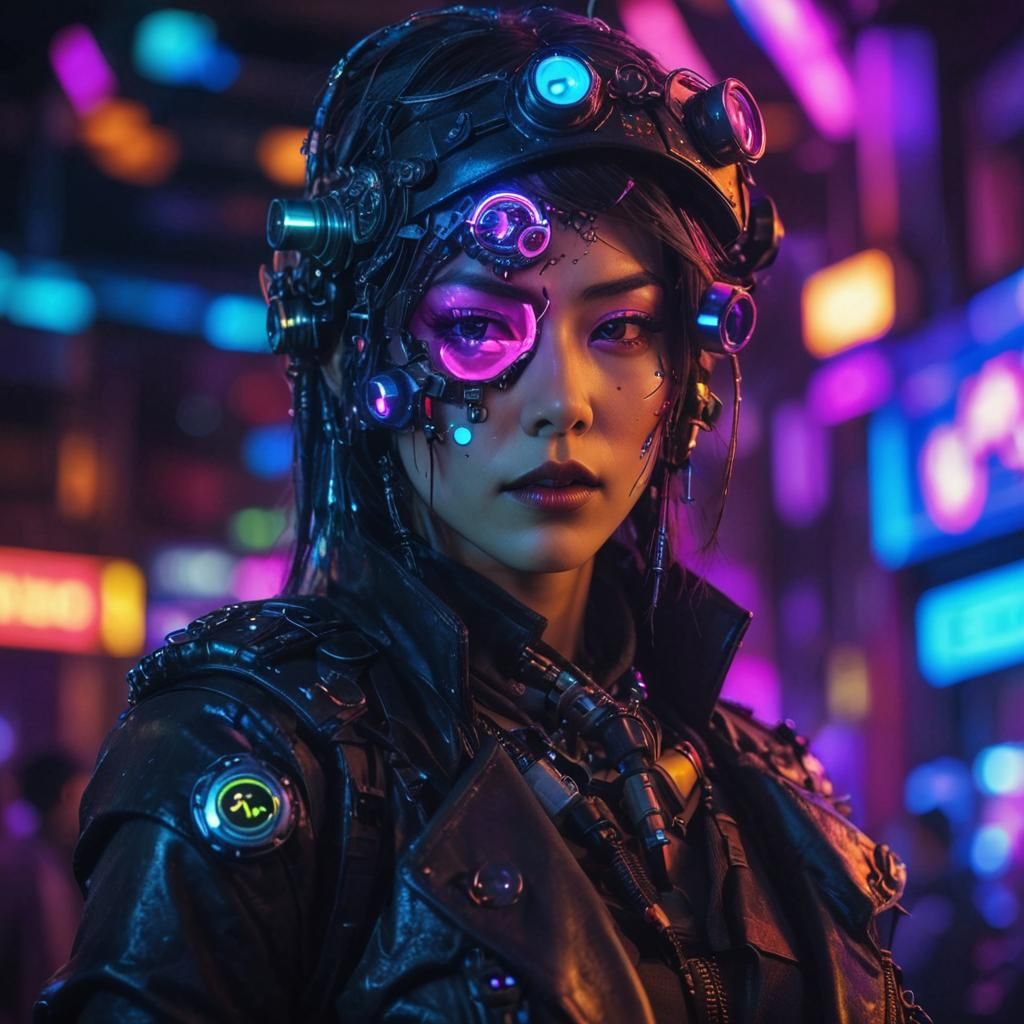 Cyberpunk Assassin in Neon Nightclub Shootout