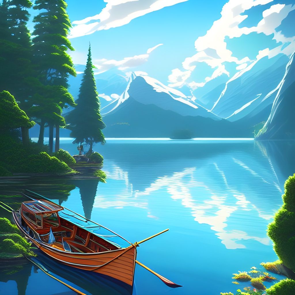 Boat Trip on Serenity Lake, Ghibli-Inspired