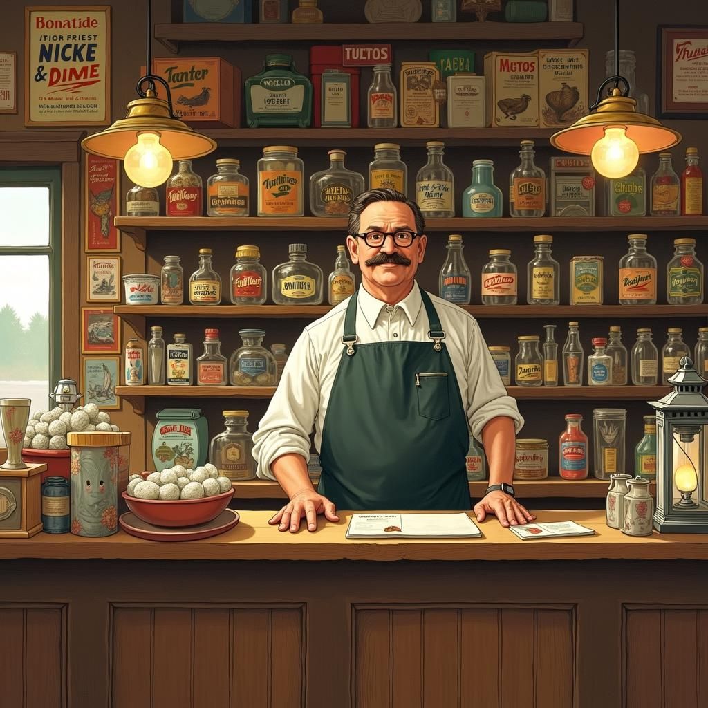 1930s Store Owner in Midwest, Americana Style