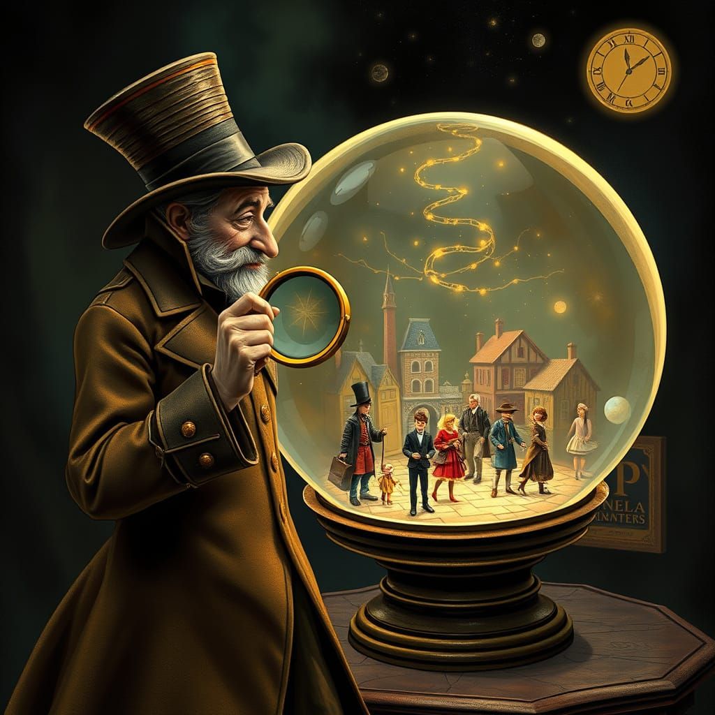 Magician Observes Miniature World in Magic Ball