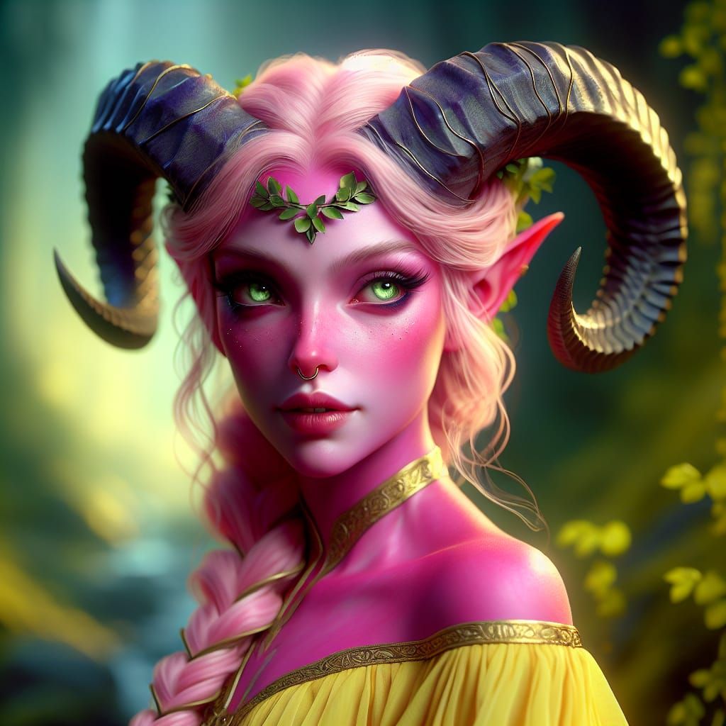 Fantasy Tiefling Portrait in Dungeons and Dragons Style