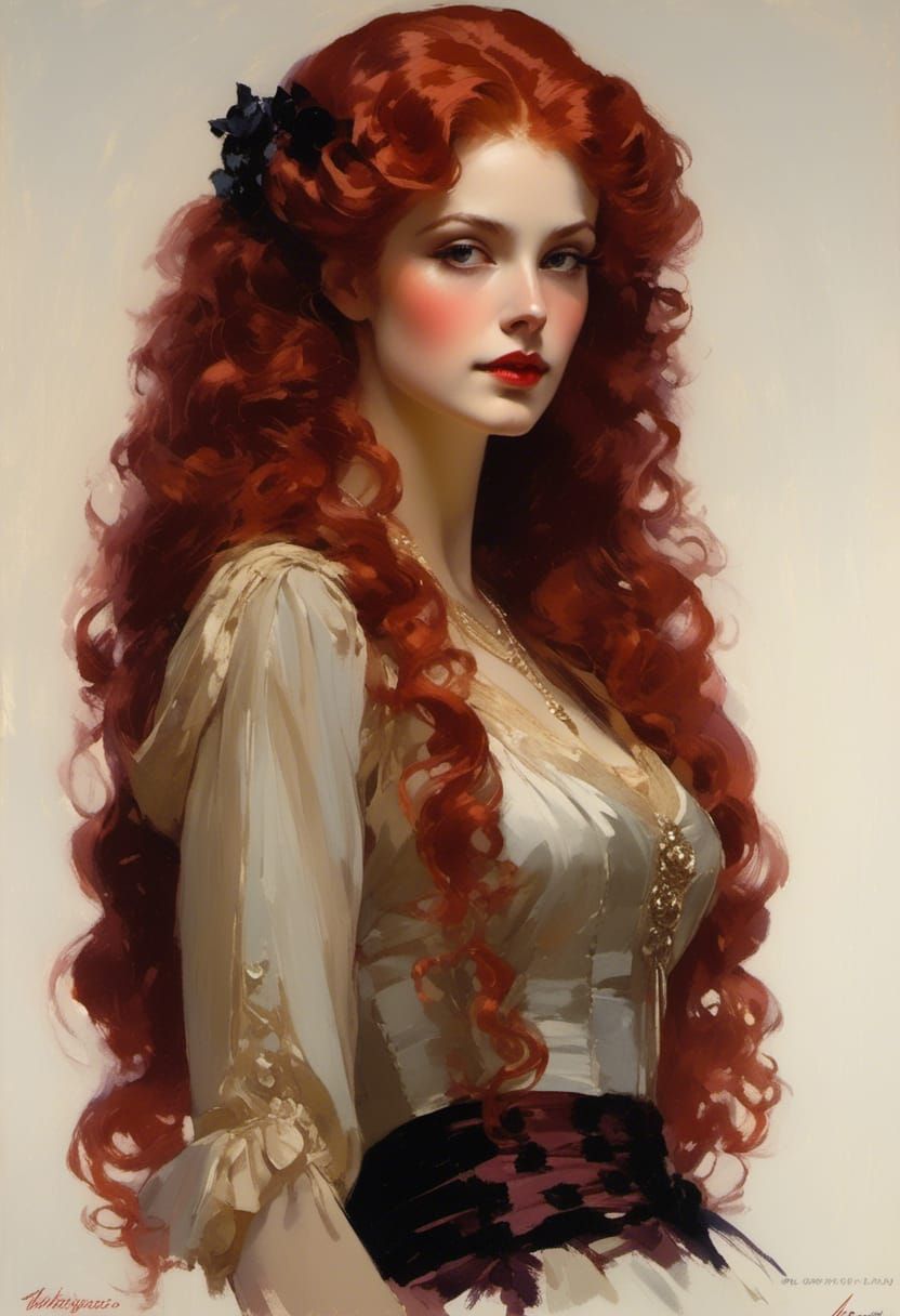 Victorian Vampire Mina Harker in Edward Cucuel Style