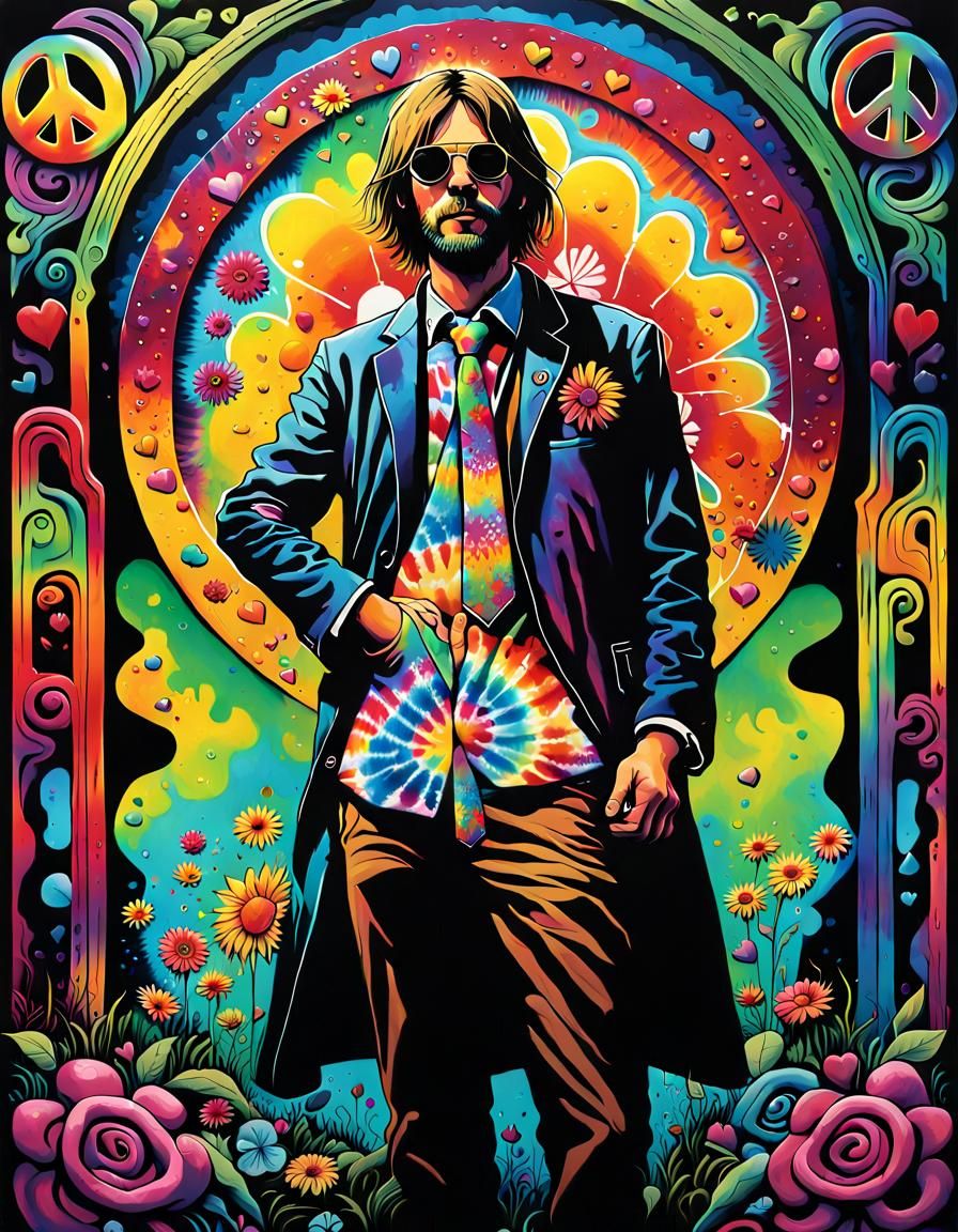 Psychedelic Hippie Love Fest in Graffiti Art Style