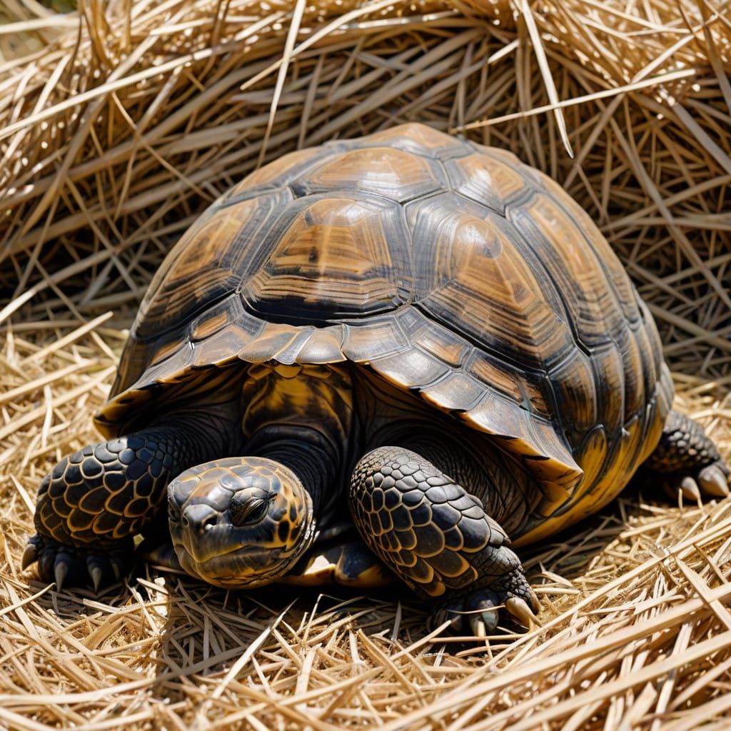 Tortoise in Cozy Winter Slumber