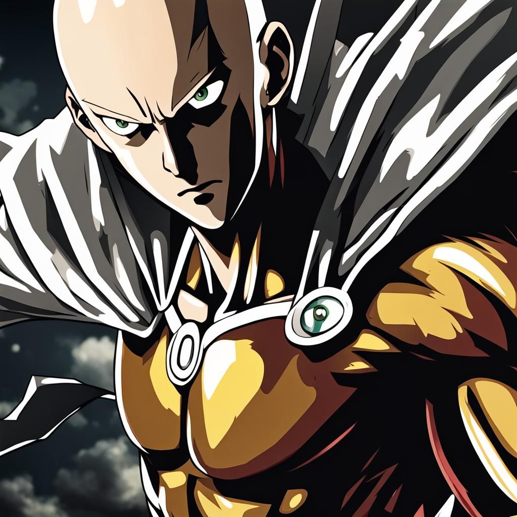 Hyperrealistic One Punch Man in Sharp Focus