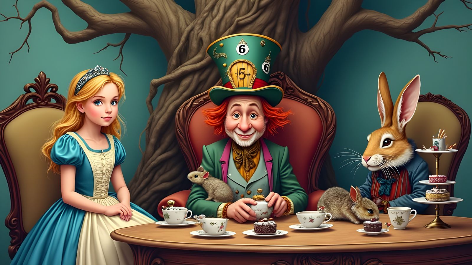 Whimsical Alice in Wonderland Psychedelic Poster