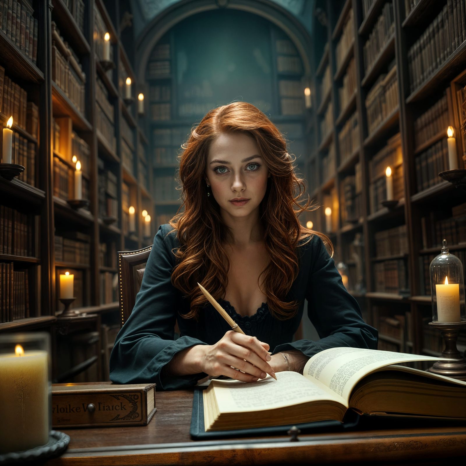 Gothic Library: Woman Writing by Candlelight