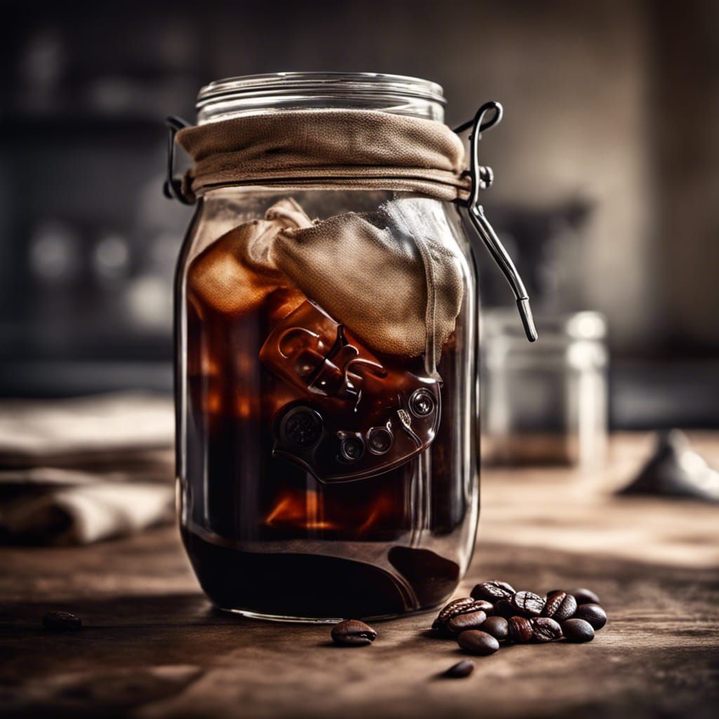 Hyperrealistic Cold Brew Coffee Steeping in Jar