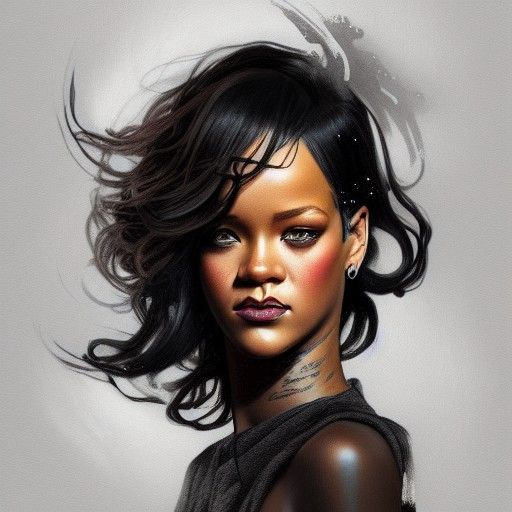 Rihanna Portrait in Hyperdetailed Digital Art Style