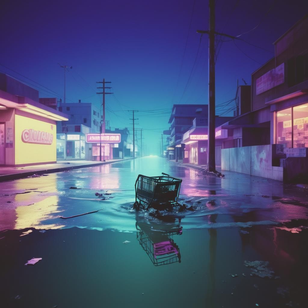 Vaporwave Dreamscape: Submerged Liminal Suburb
