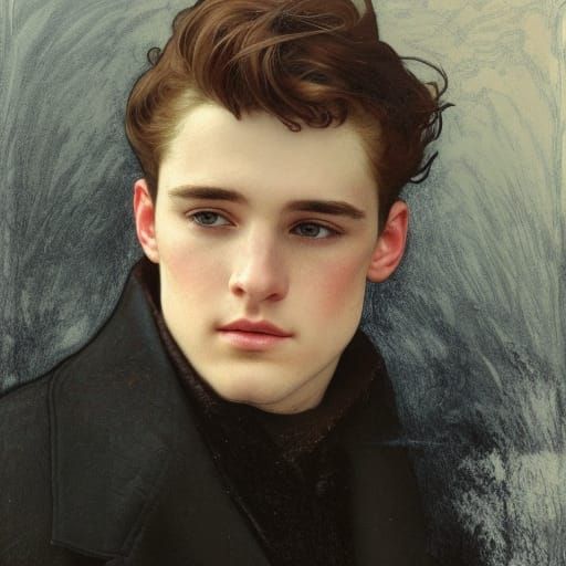 Portrait of Handsome Young Man with Auburn Hair