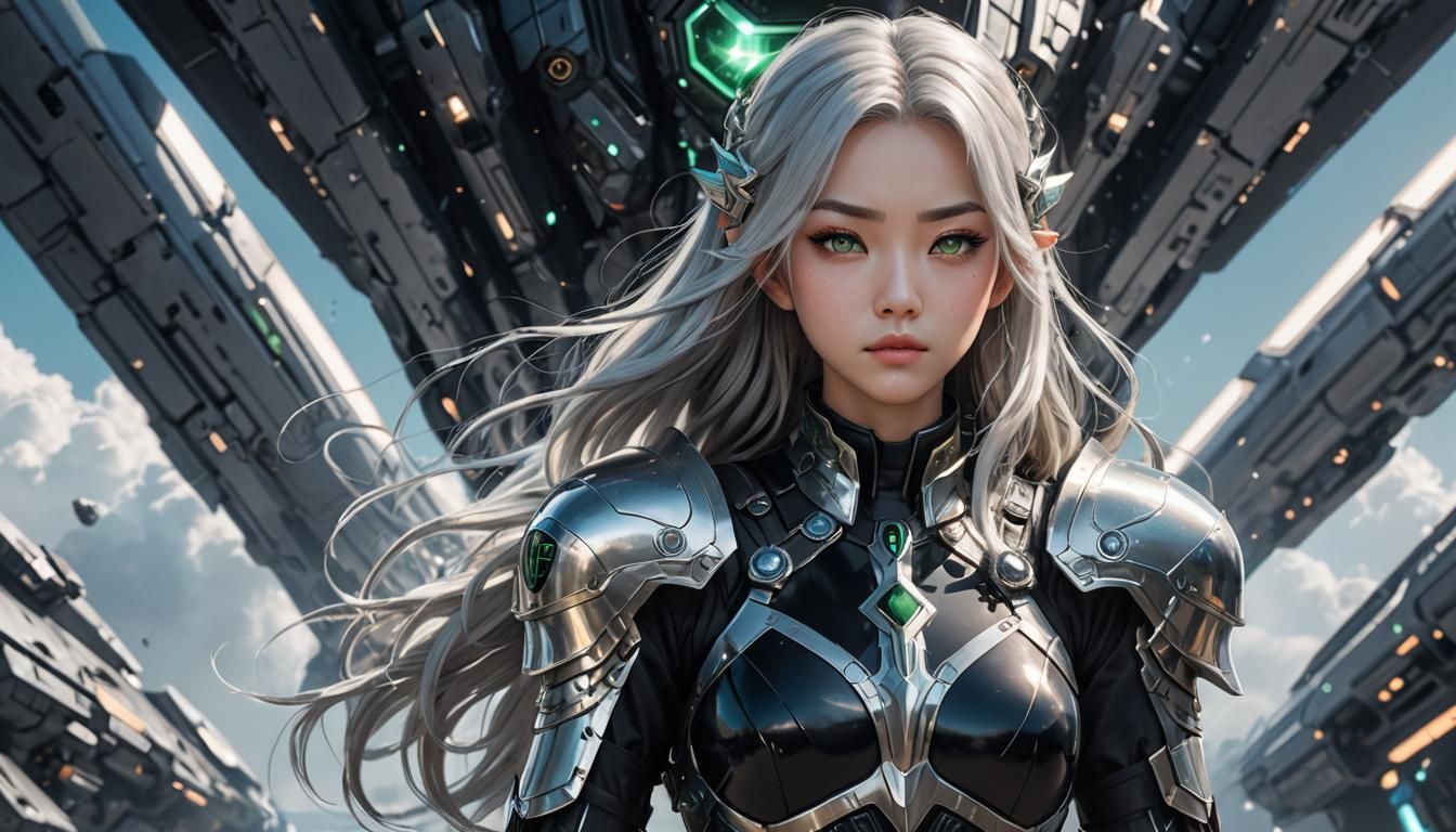 Anime Style Asian Woman in Gemstone Armor