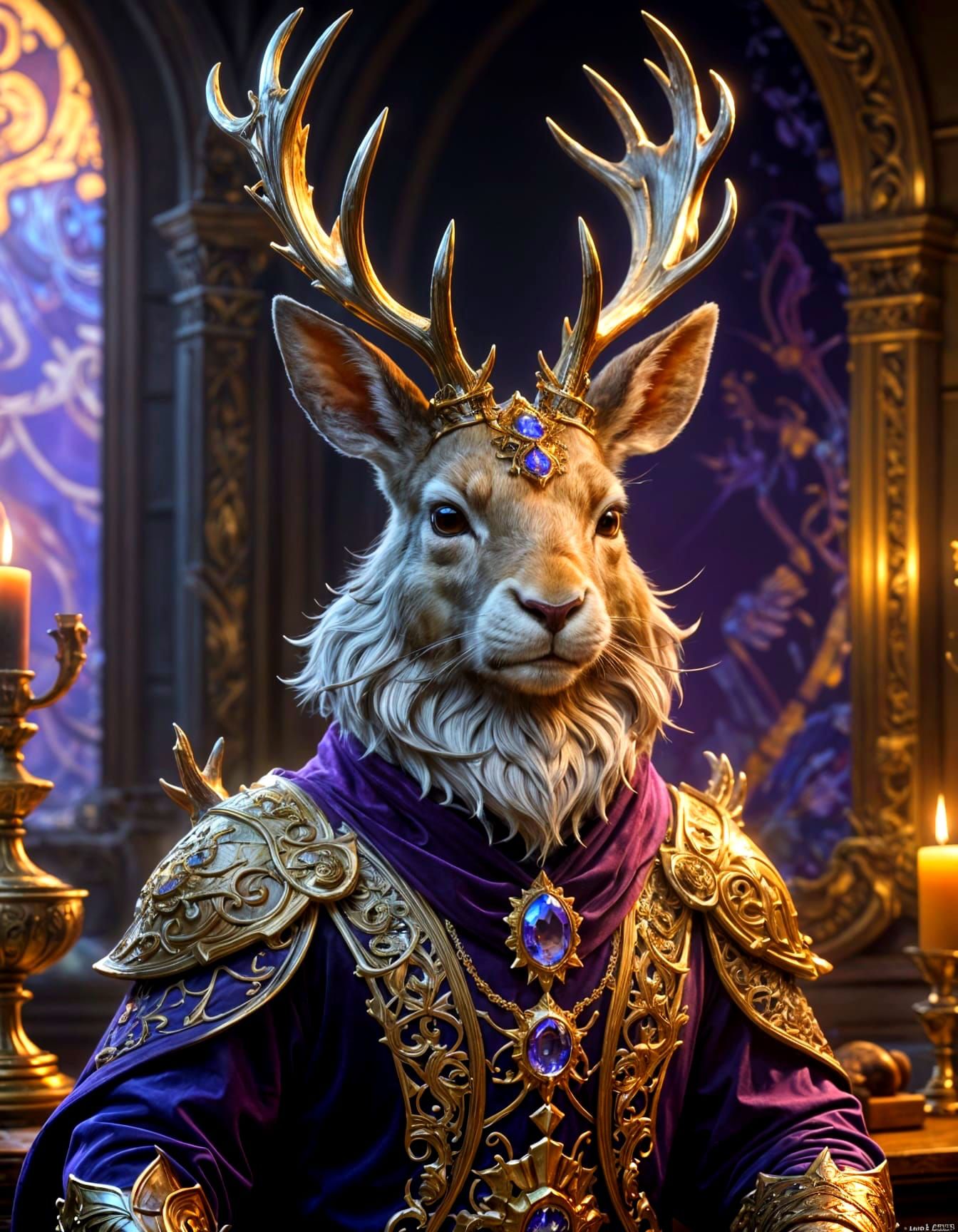 Majestic Jackalope King in Regal Attire