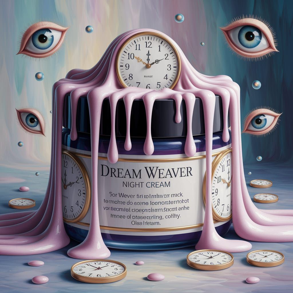 Surreal Salvador Dali-Inspired Beauty Product Label in Oil P...