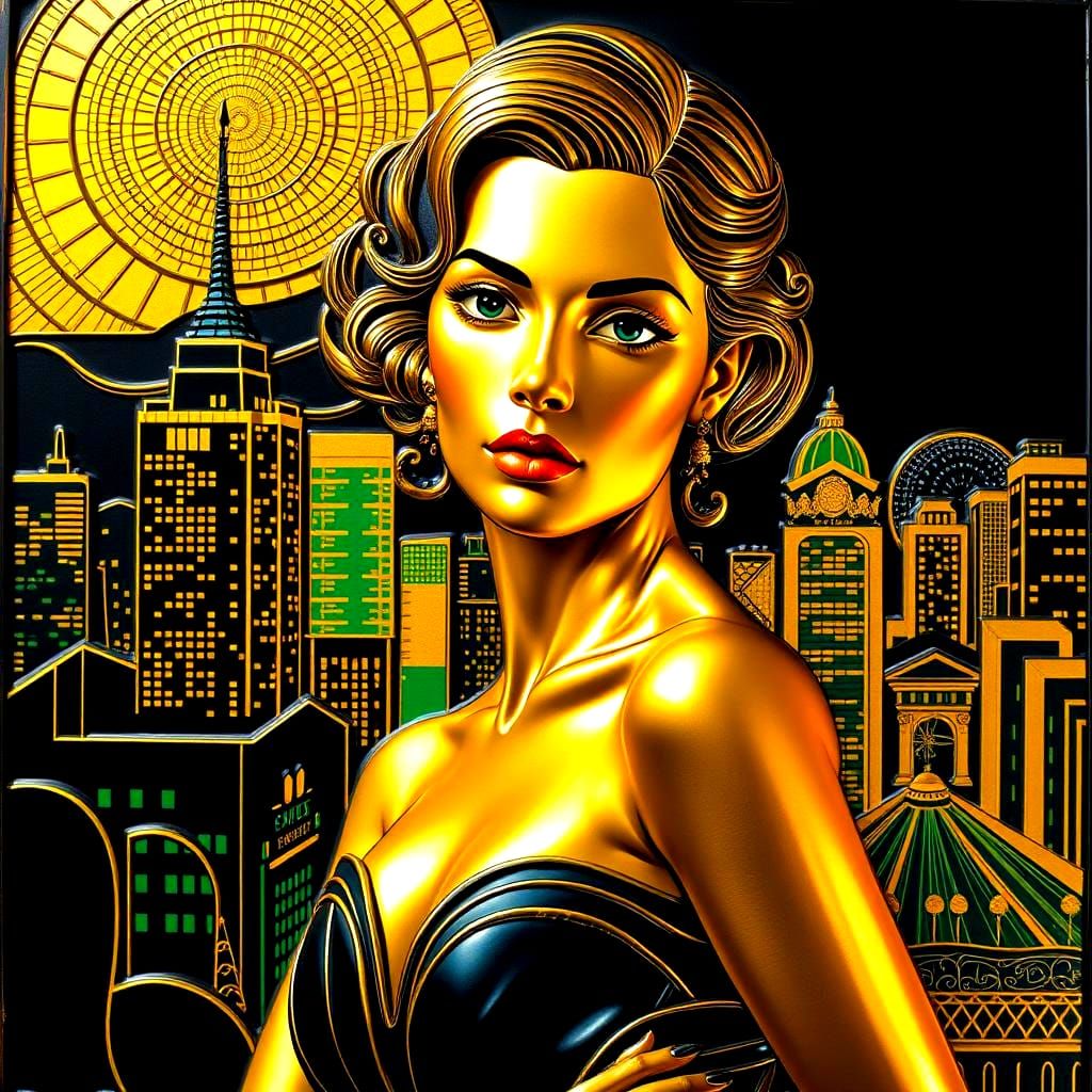 Art Deco Golden Sculpture of a Woman