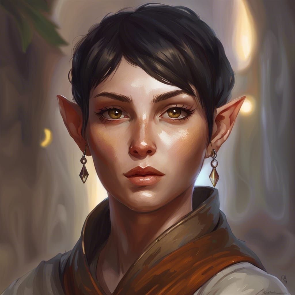 Elf Monk Portrait in Detailed Digital Art Style
