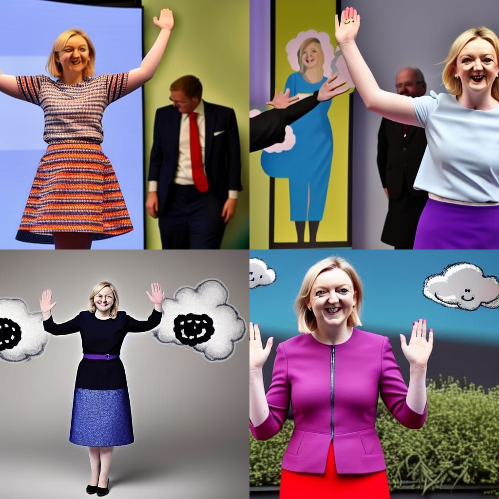 Woman with Atomic Cloud Skirt in Airbrush Style