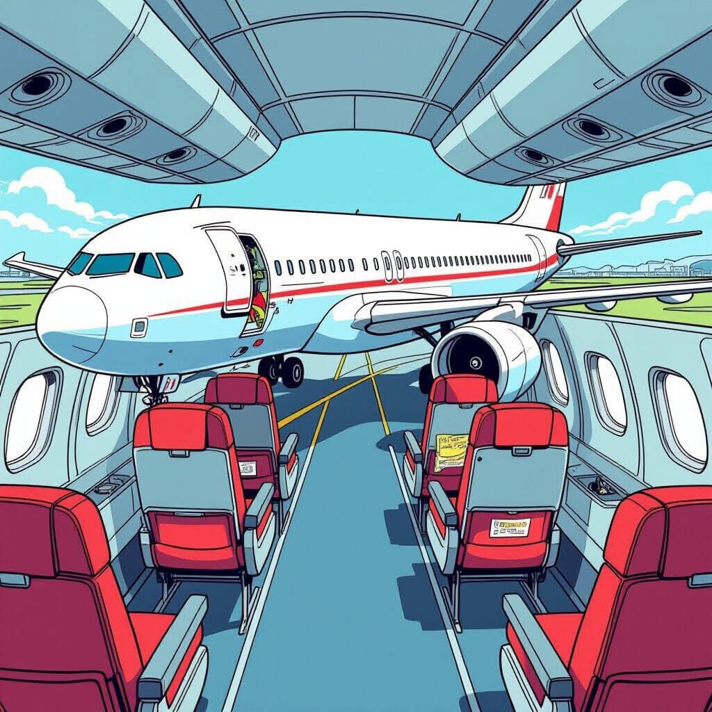 Comic Style Airplane Interior Diagram