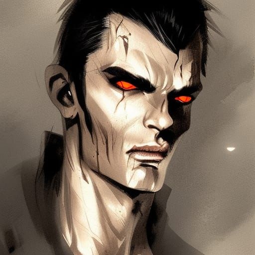 Sinister Modern Vampire Portrait in Dark Fantasy Style