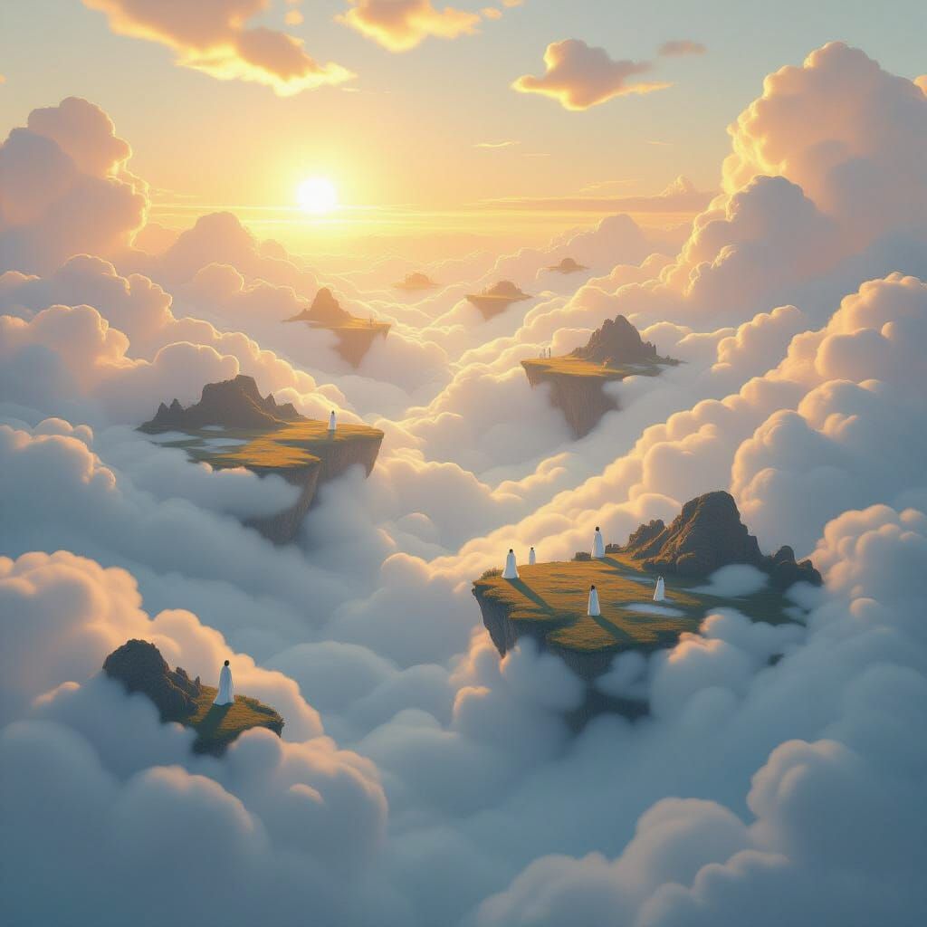 Ethereal Floating Islands in Dreamlike Lighting