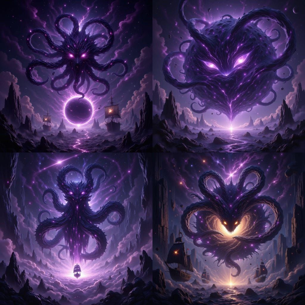 Cosmic Void Kraken Emerges in Dark Fantasy Realism