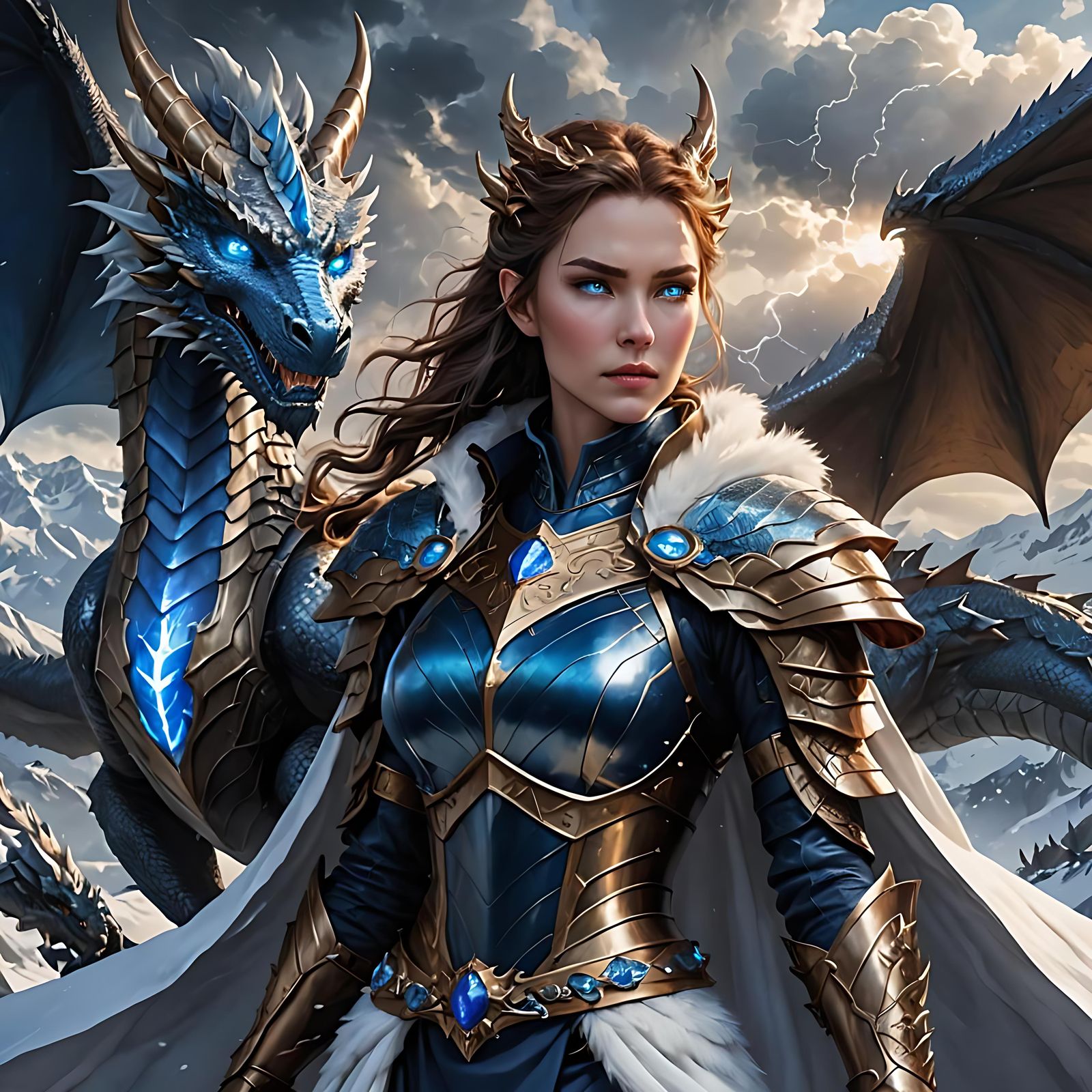 Storm Dragon Princess in Snowy Mountains