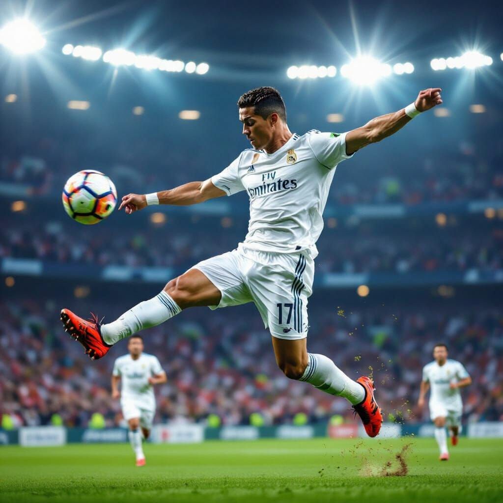 CR7 Bicycle Kick in Dramatic Stadium Lighting