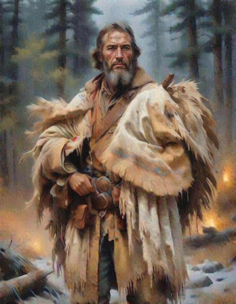 Gritty Mountain Man, 1795 Oil Painting in Western Style