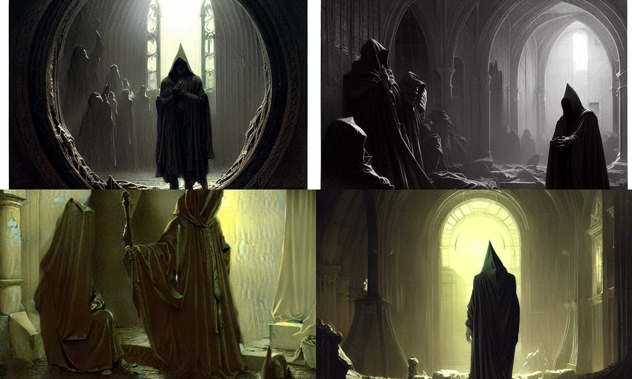 Hooded Demon's Dark Tale in Gothic Horror Style