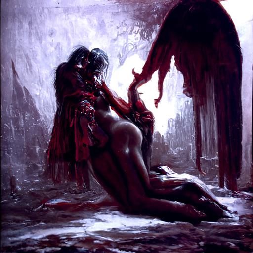 Erotic Horror Blood Ecstasy in Soft Light