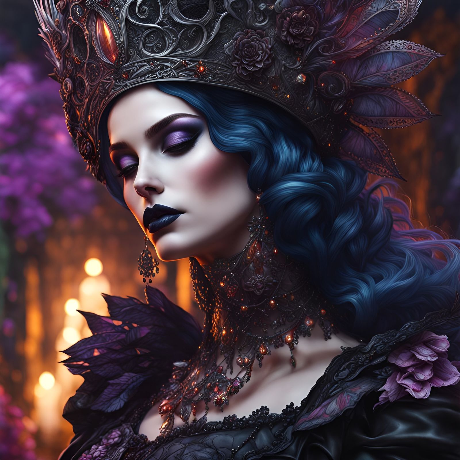 Beautiful Goth Lovers in Detailed Digital Art
