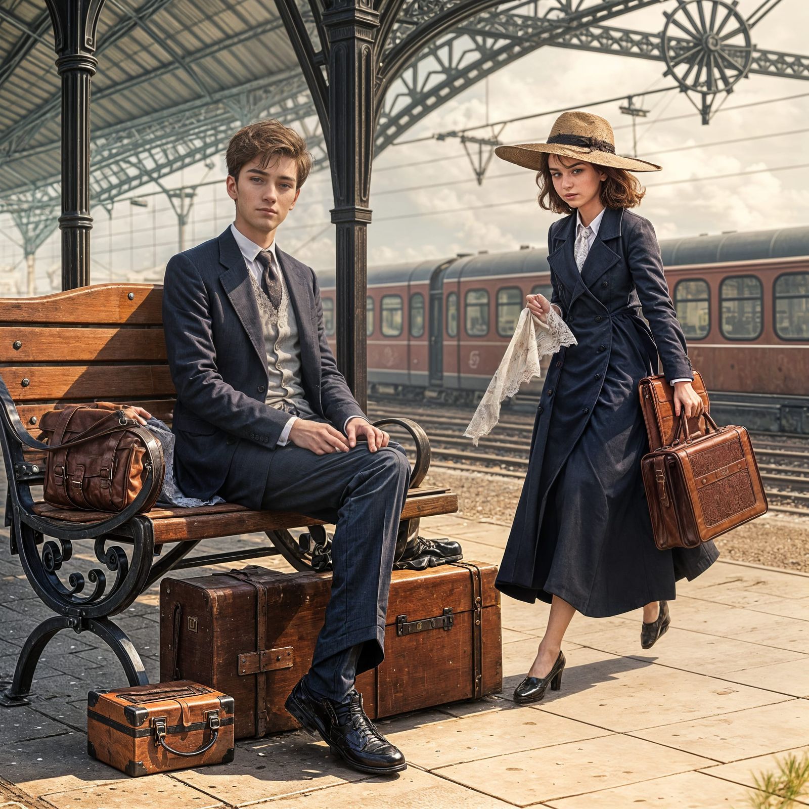Romantic Encounter on a Railway Platform