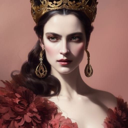 Woman in Lace Gown: Digital Masterpiece