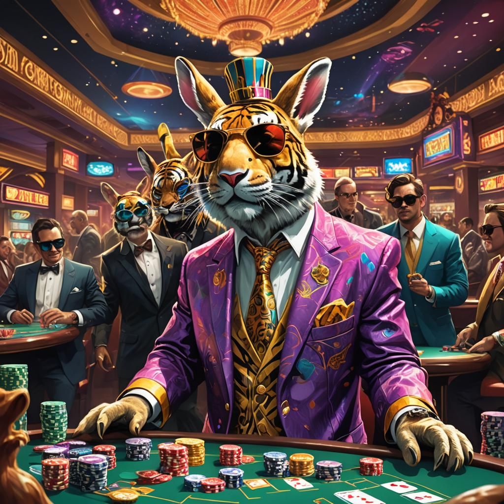 Cheerful Animals in Casino Concept Art