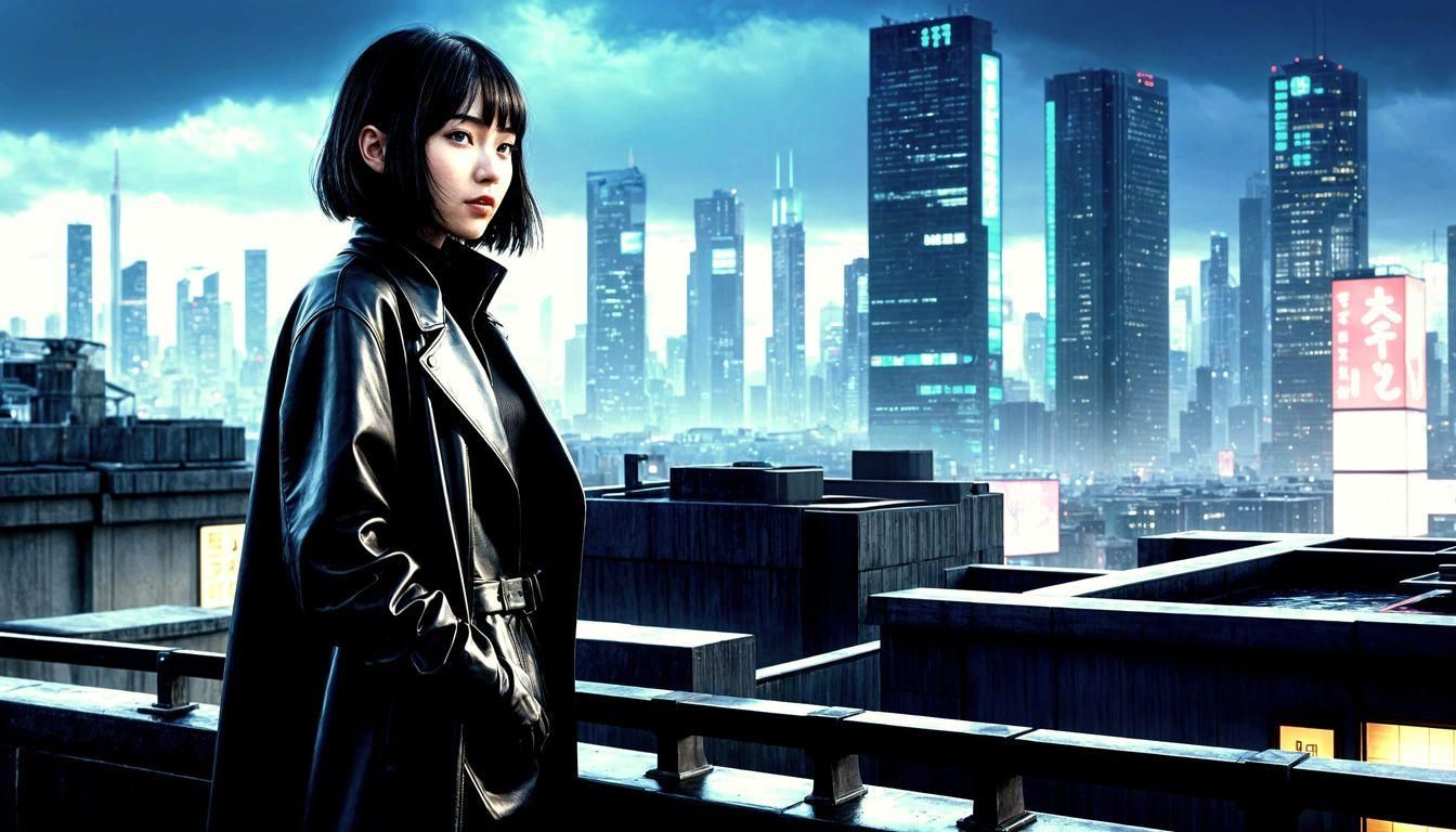 Asian Woman in Futuristic City, 3D Anime Art